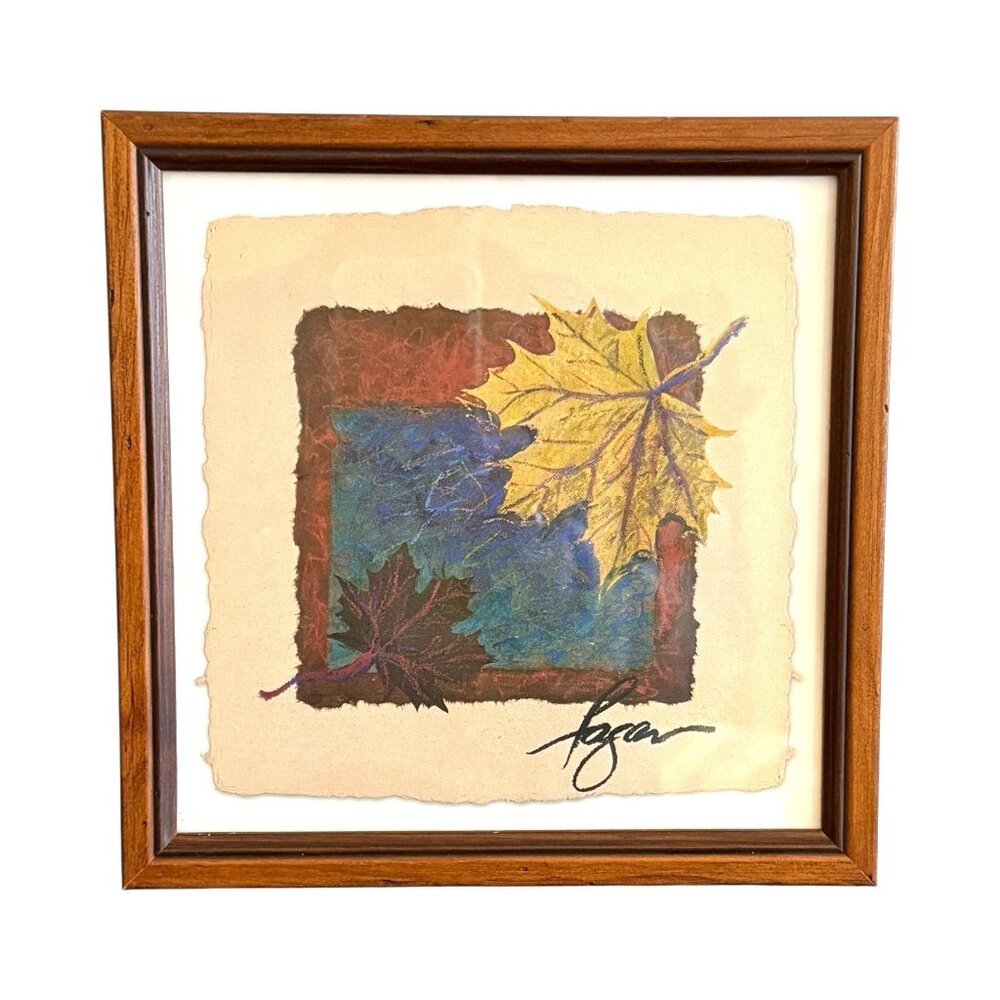 Dorothy Fagan Oil Pastel Painting on Handmade Paper Framed Maple V Signed